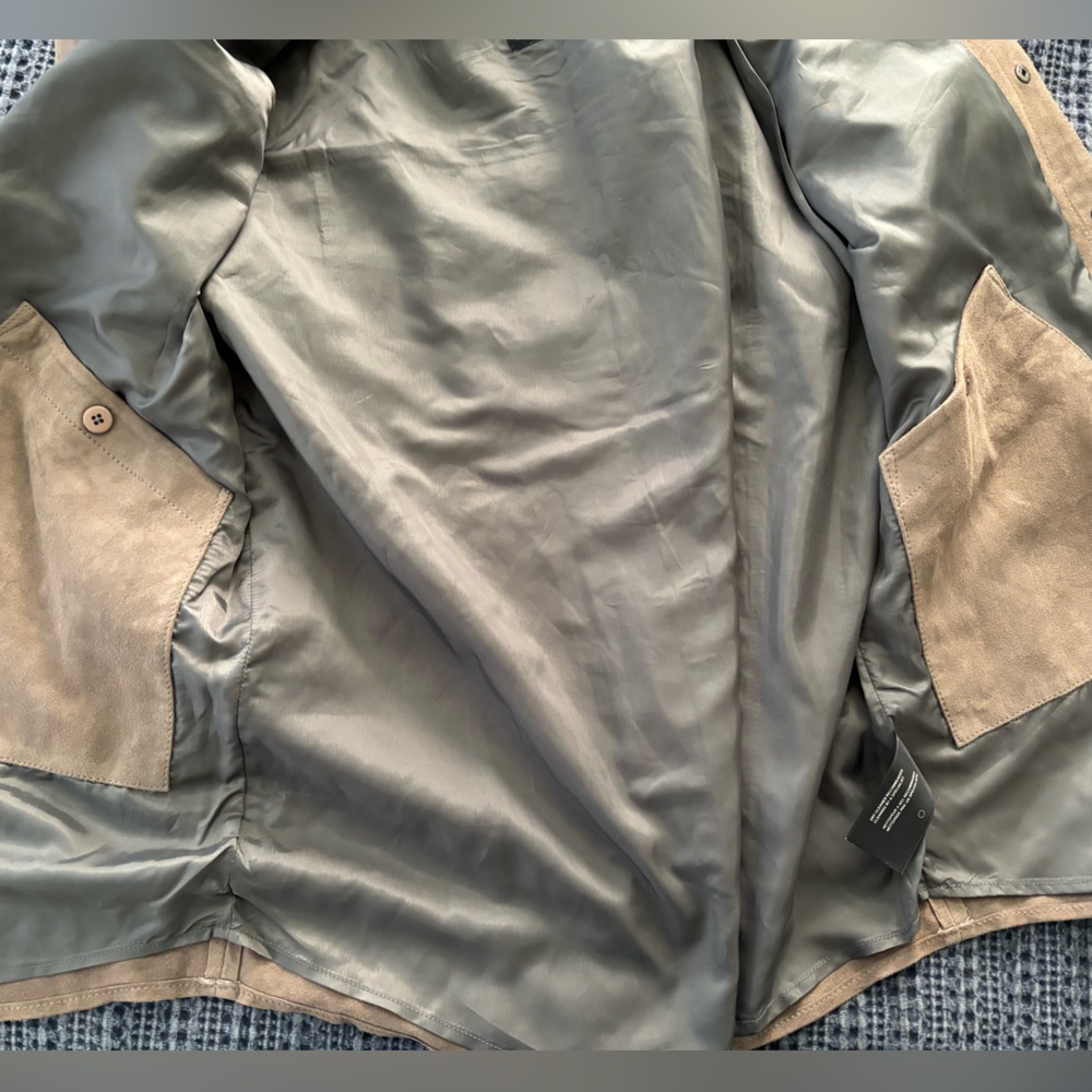 BlankNYC Men's Goat Skin Leather Shirt Jacket Real Suede 100% SZ Large Shacket - Picture 9 of 11